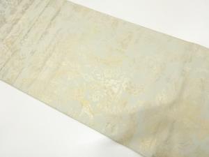 アンティーク　獅子に鹿・孔雀・花更紗模様織り出し袋帯（材料）
